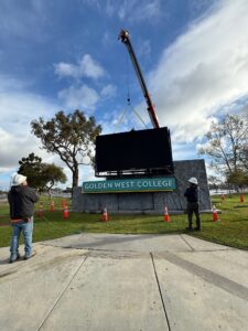 new large display being set in place